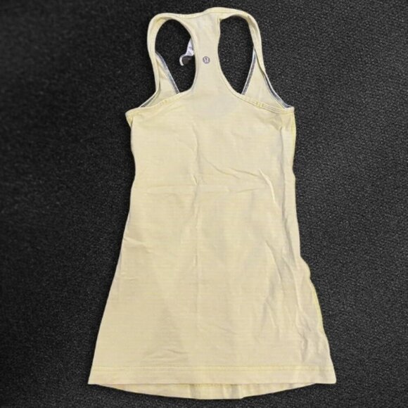 Lululemon Racerback Tank Top Seamless Running Stripes Yellow Off-White US Small - Picture 2 of 5